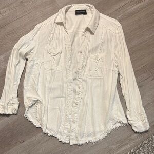 Kittenish -White Button-Down Shirt